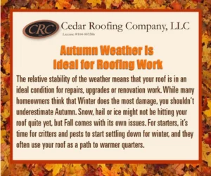, Autumn is Ideal for Roofing Work